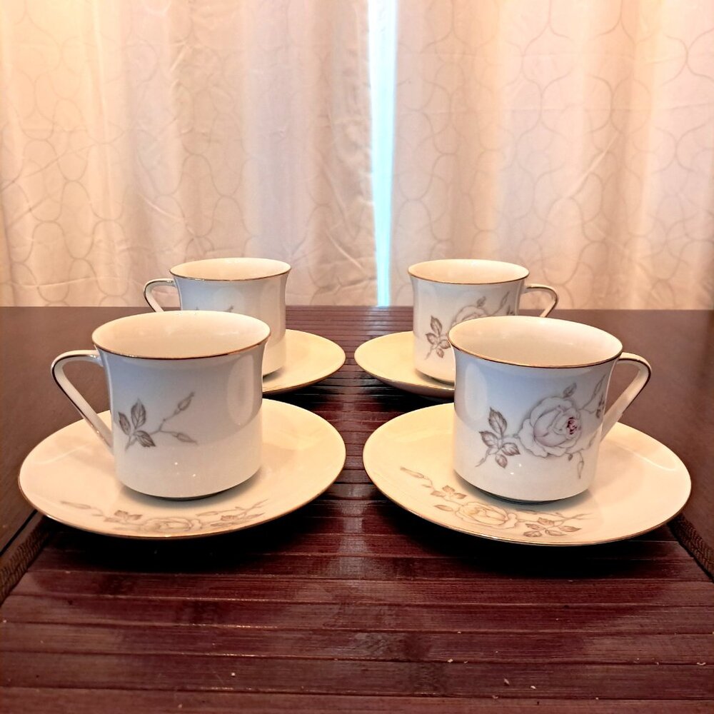 Johann Haviland Bavaria Germany Sweetheart Rose Cup and Saucer Set of 4 - VGC